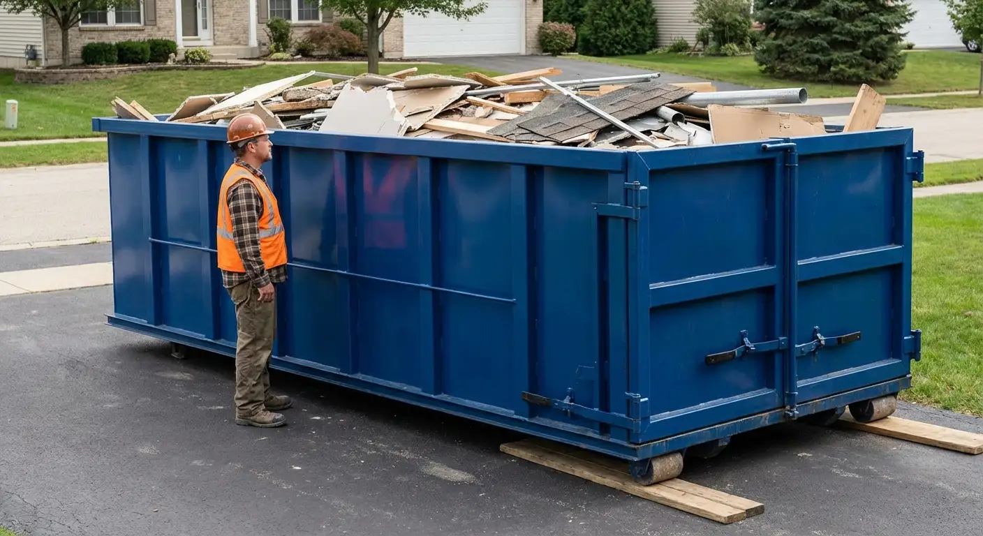 Dumpster loaded correctly to avoid overage fees in Omaha, NE